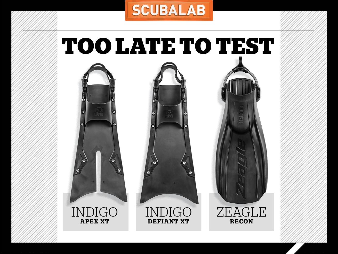 Scuba diving fins Zeagle Recon Indigo Apex XT Defiant XT ScubaLab Review Test