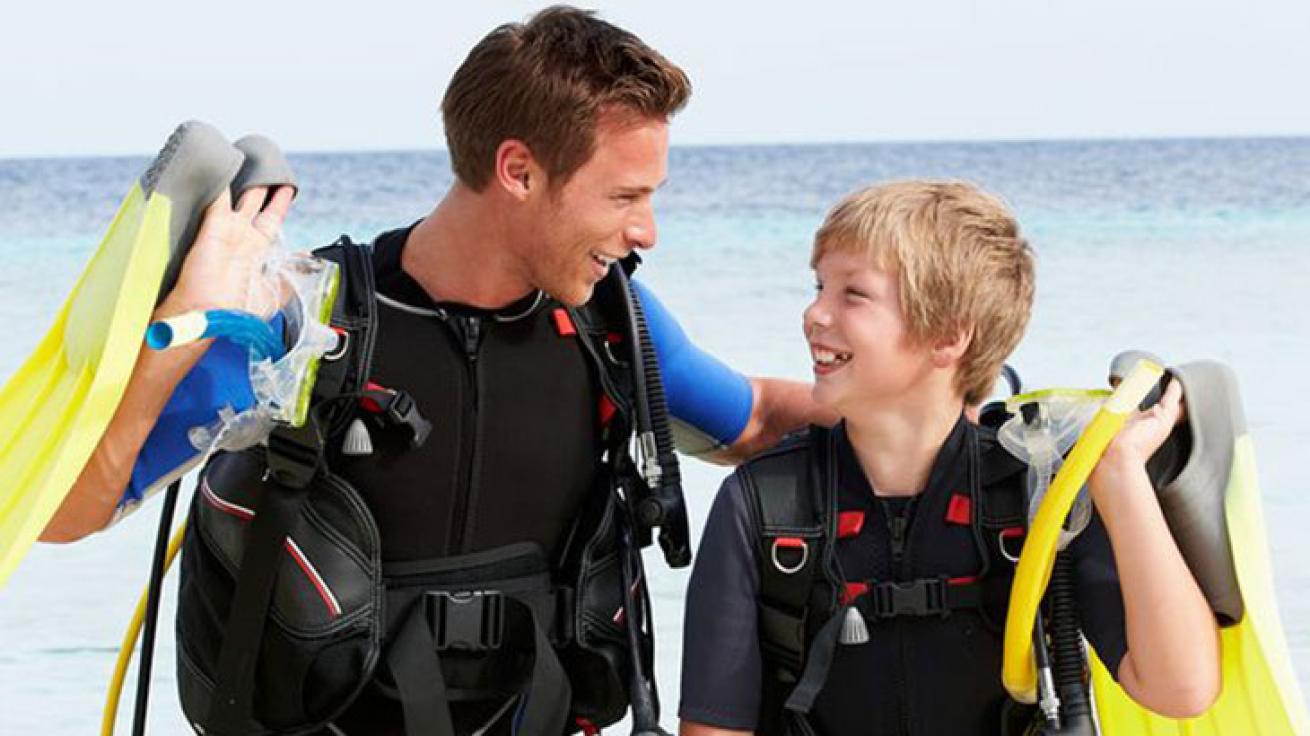 child diving