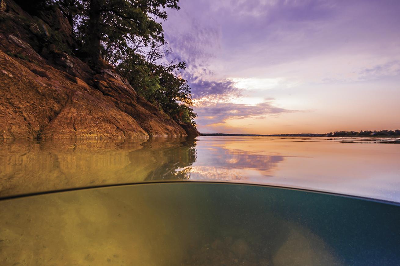 Underover shot of Lake Murray, Texas