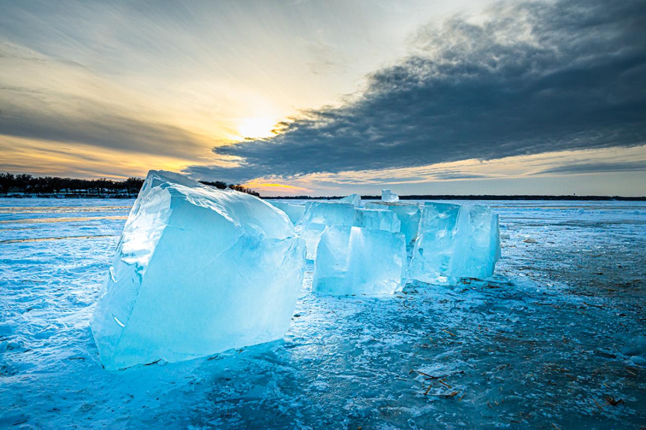 Chunks of ice on a lake