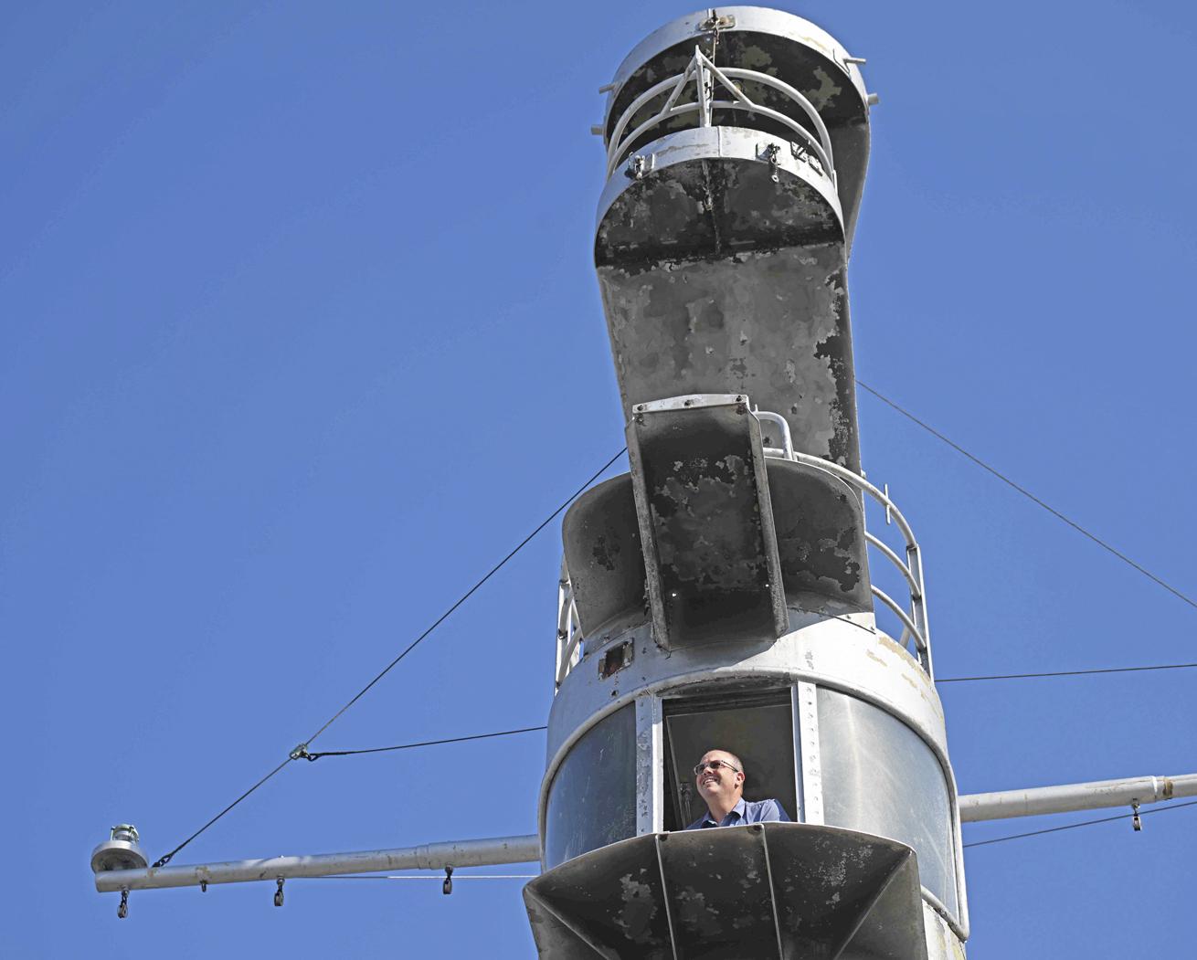 The ship’s radar mast