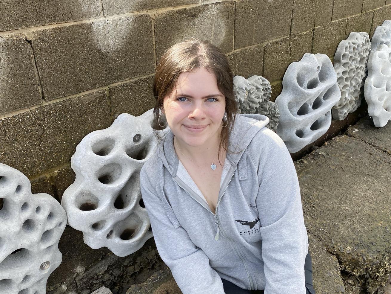 With her $5,000 in prize money, Shalise Leesfield pioneered a Living Seawalls project in her hometown. Each tile drilled into the once flat and lifeless marina wall was designed to support marine life.