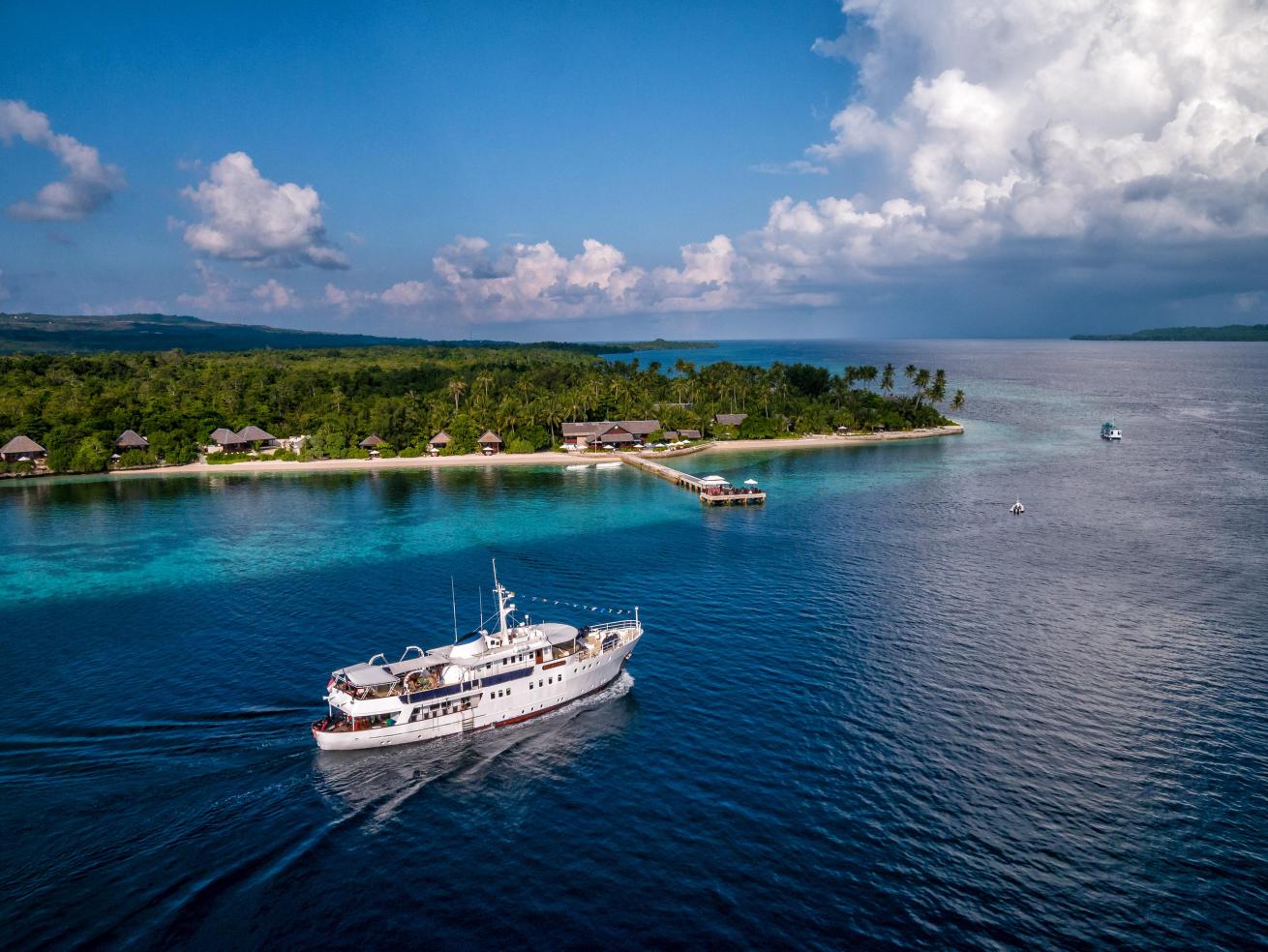The 115-foot luxury dive yacht Pelagian visits remote, pristine dive sites across the Banda Sea.
