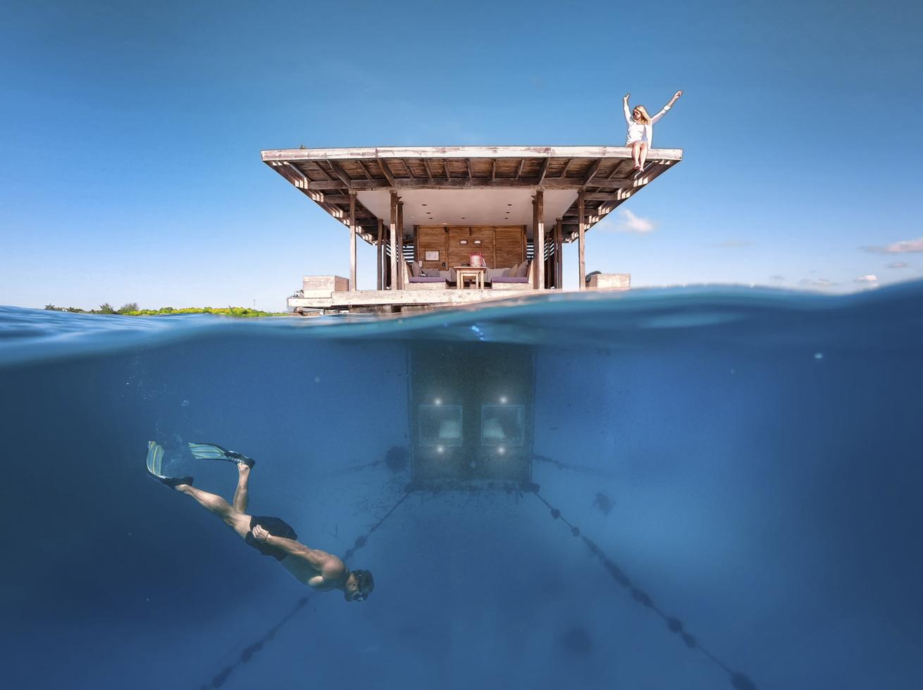A stay in the Underwater Room at Manta Resort is a transporting, immersive experience