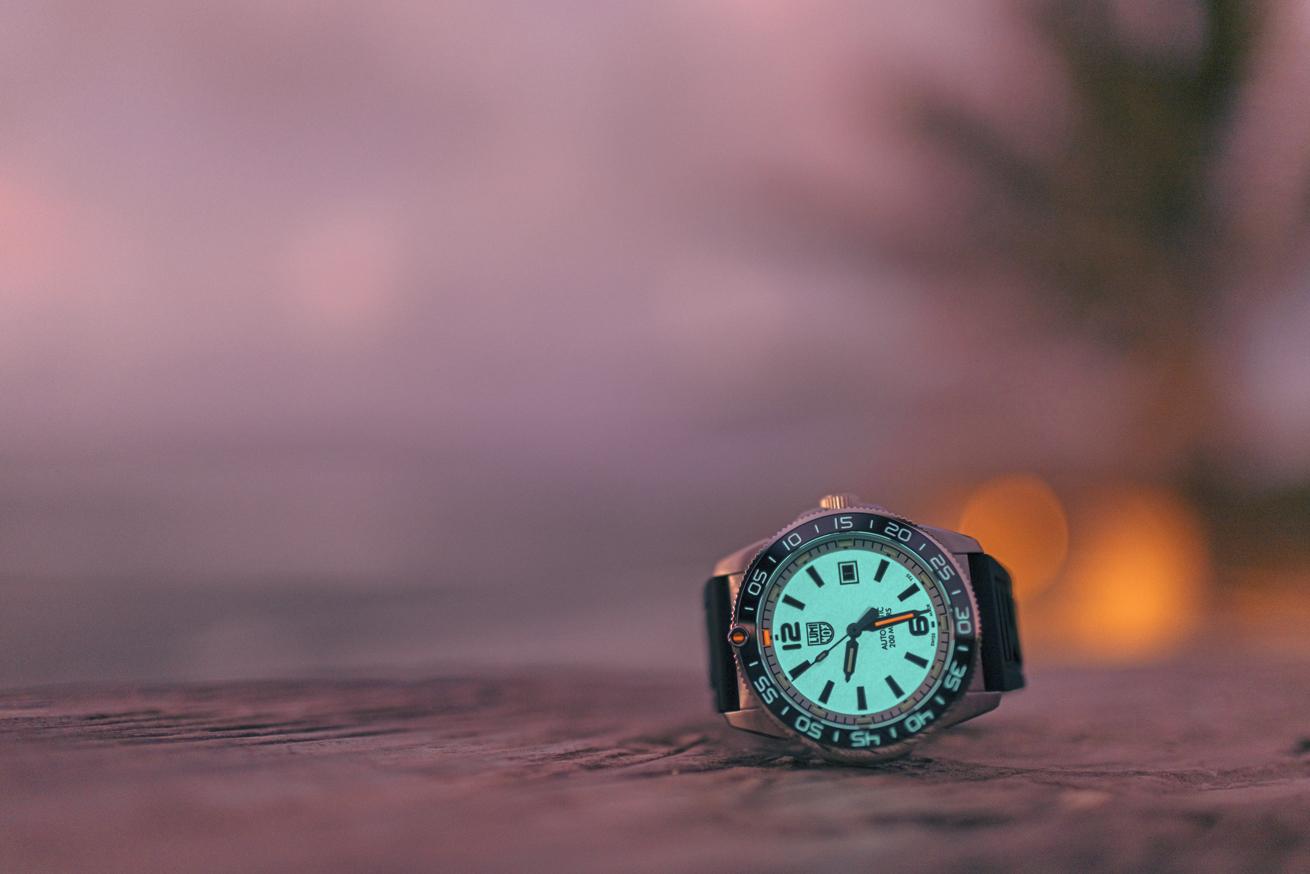 The Luminox Pacific Diver Automatic Midnight Mariner was designed to celebrate the brand’s reliable self-powered luminous markers.