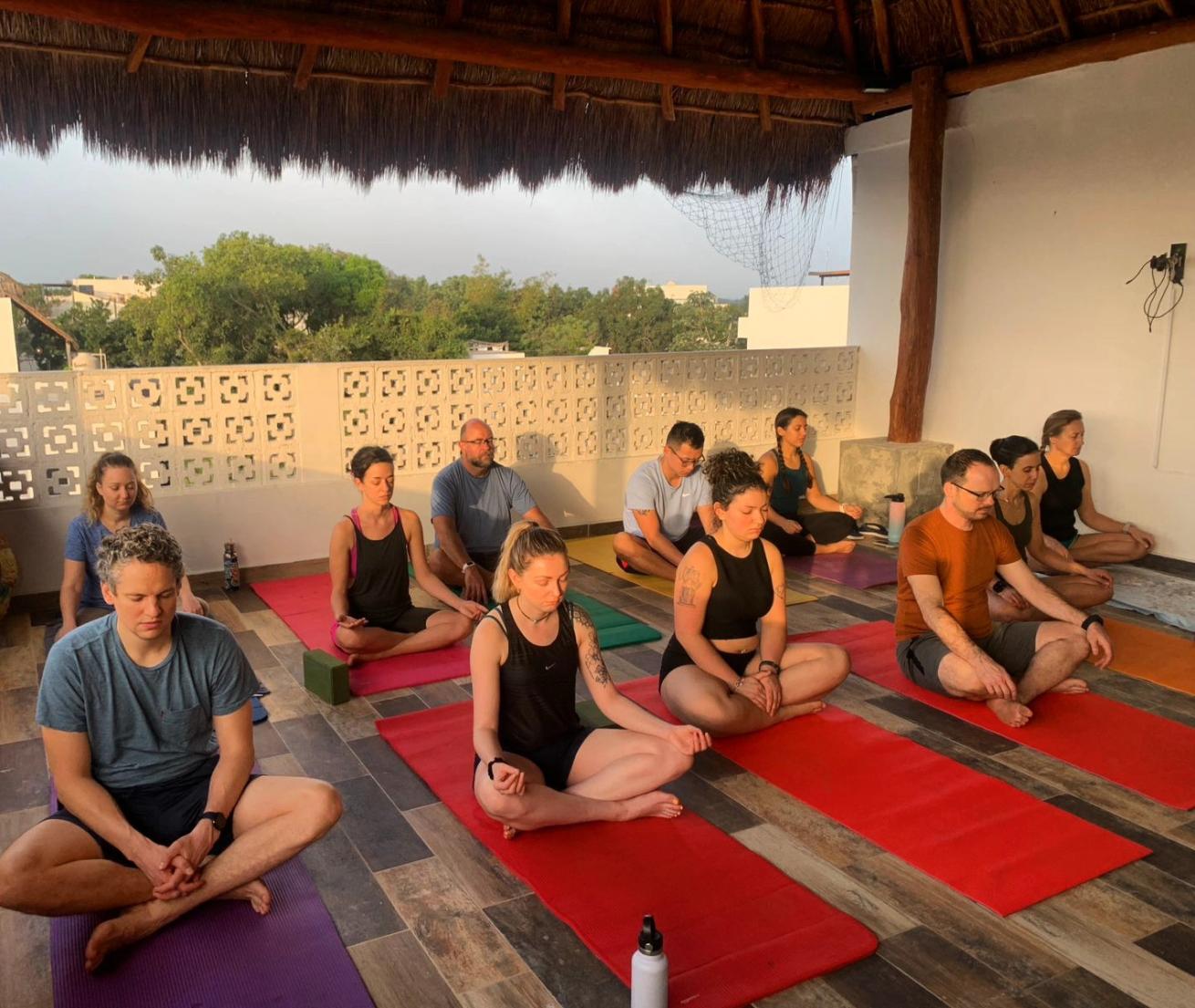 The author (back row right) attends a freediving retreat in Tulum, Mexico with East Coast Divers.