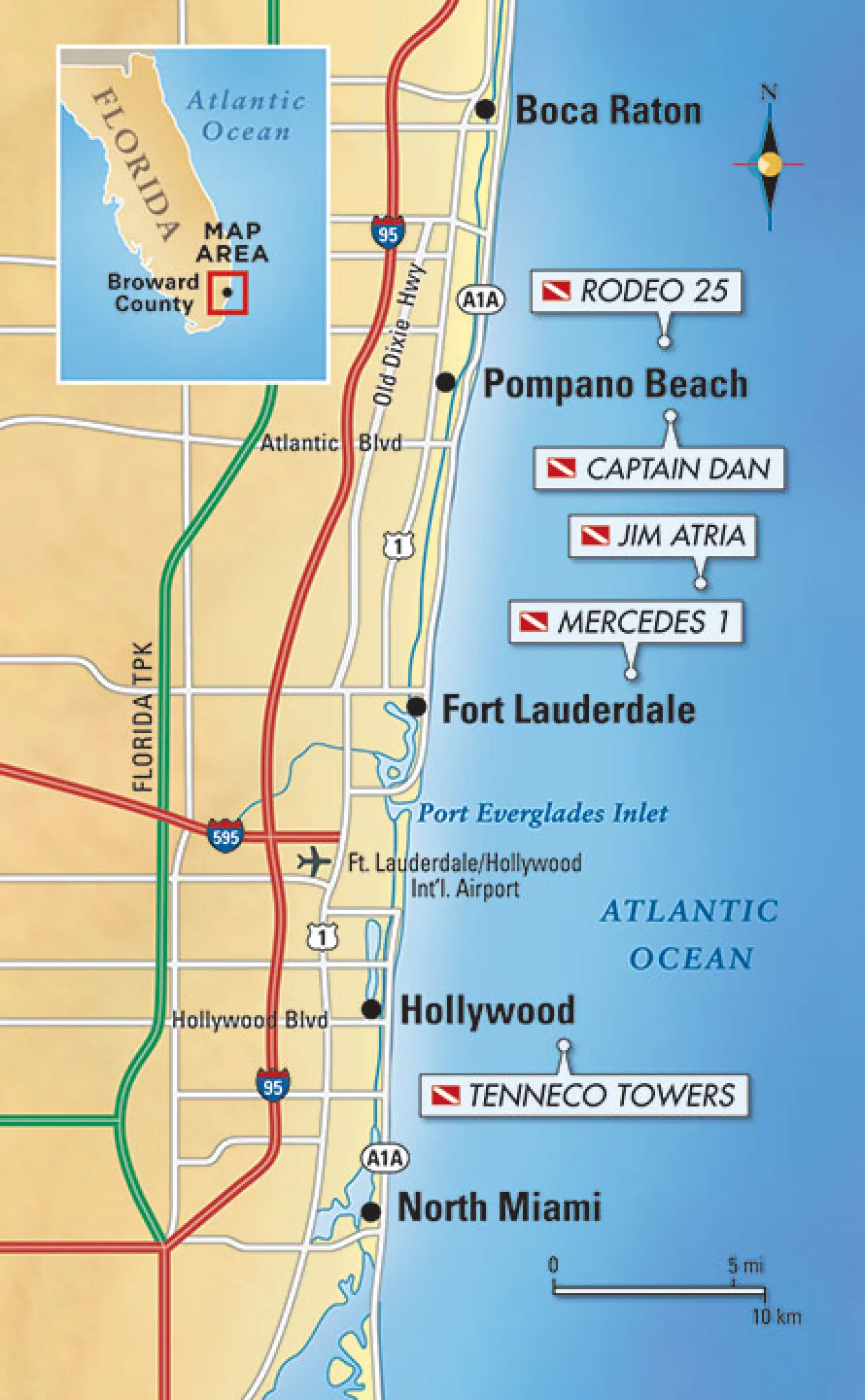 Dive site locations