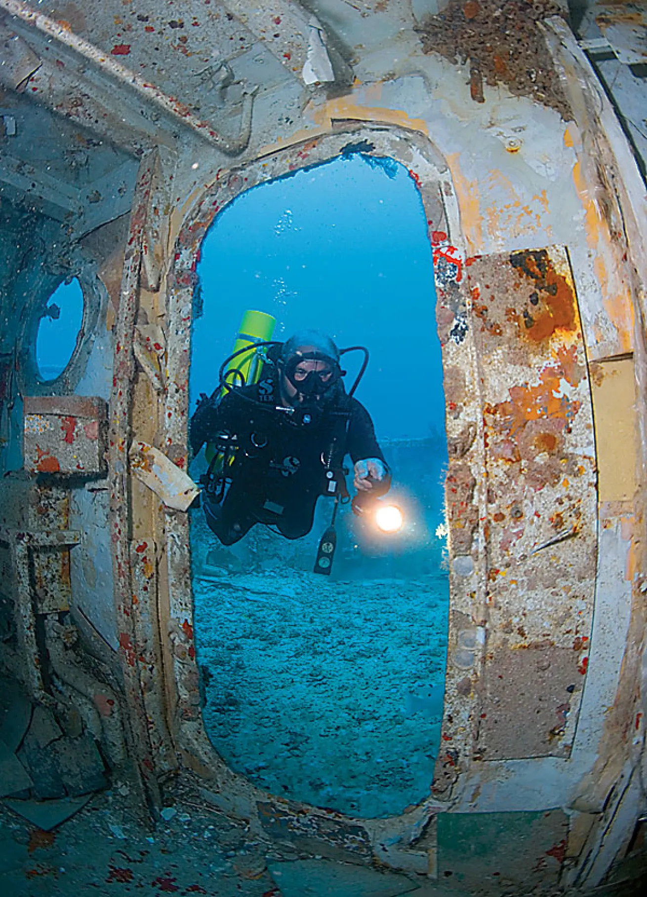 Never enter any opening into a wreck unless you have the proper training and gear.