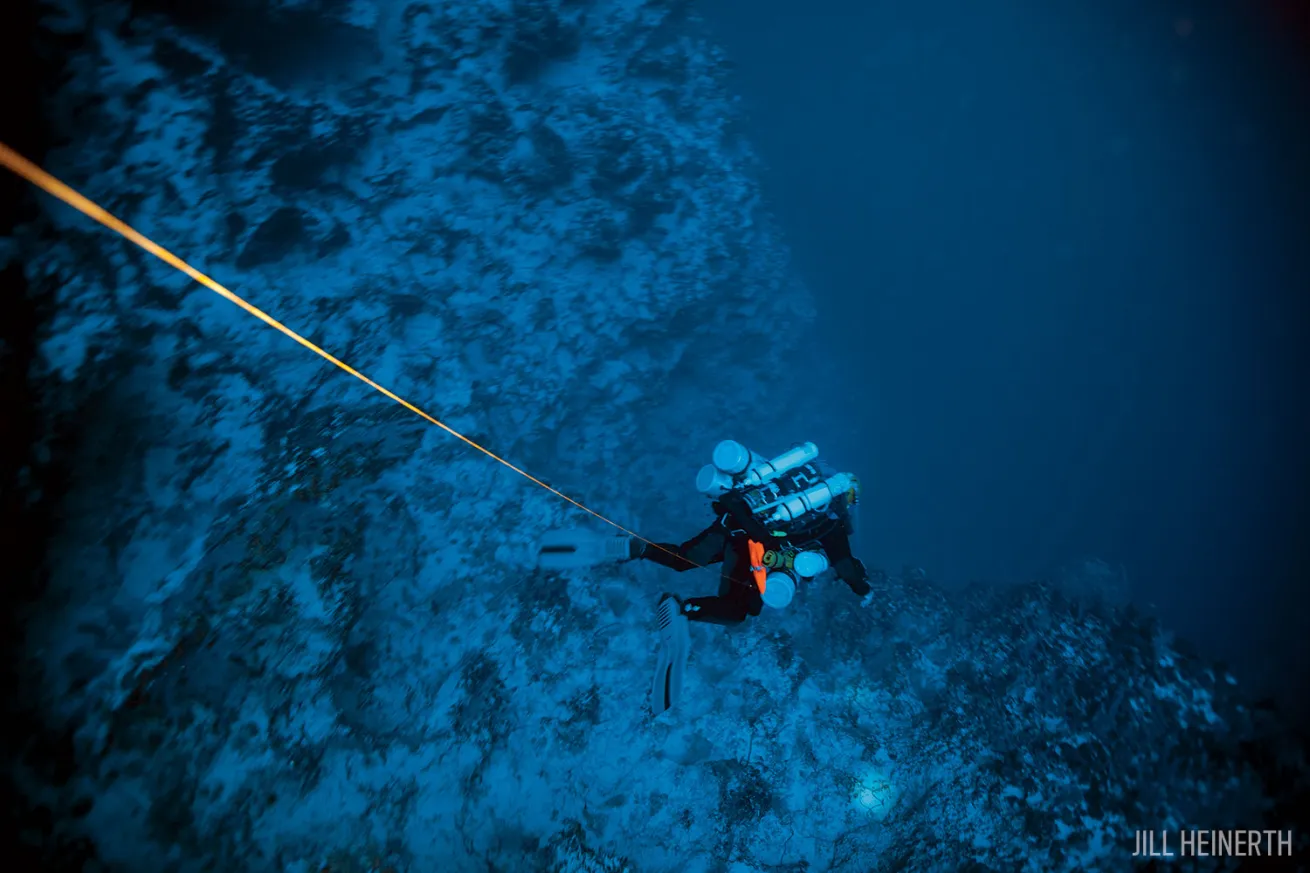 Diver Underwater in the Bermuda Deep