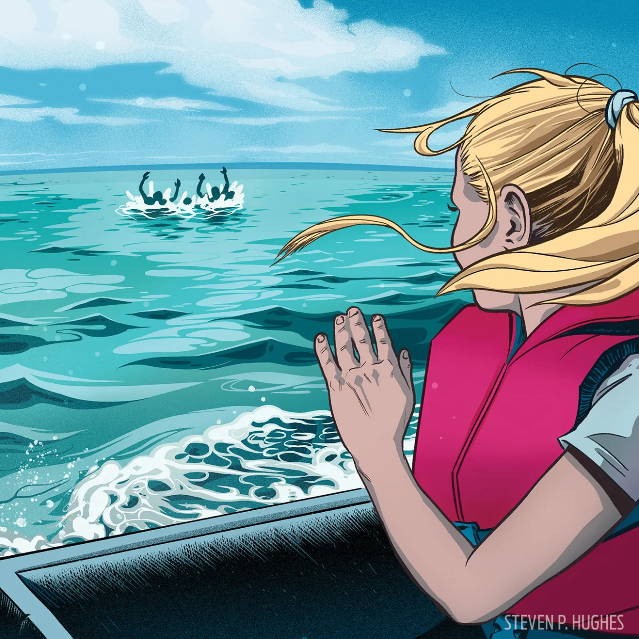 Illustration Divers Left by Boat