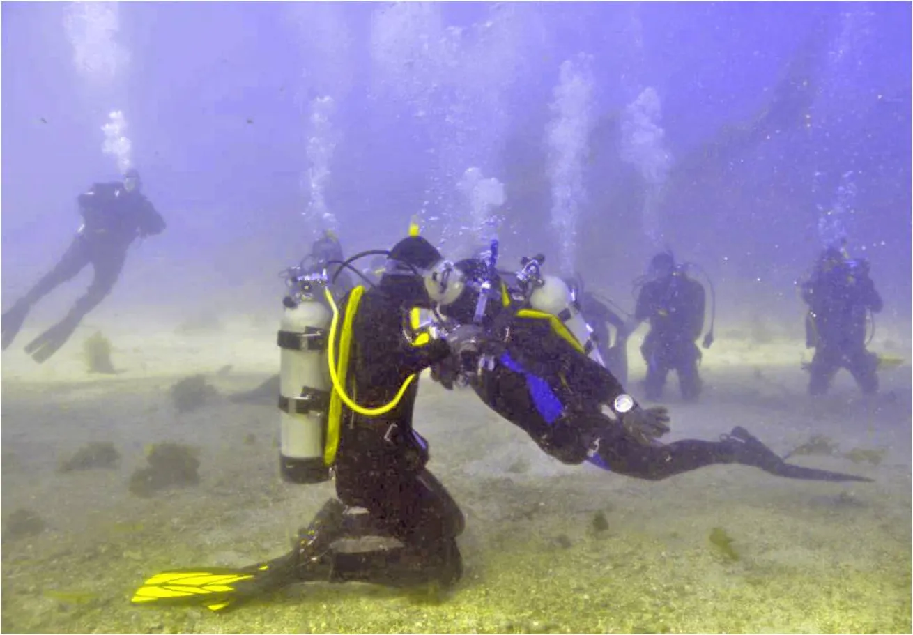 Divers kiss