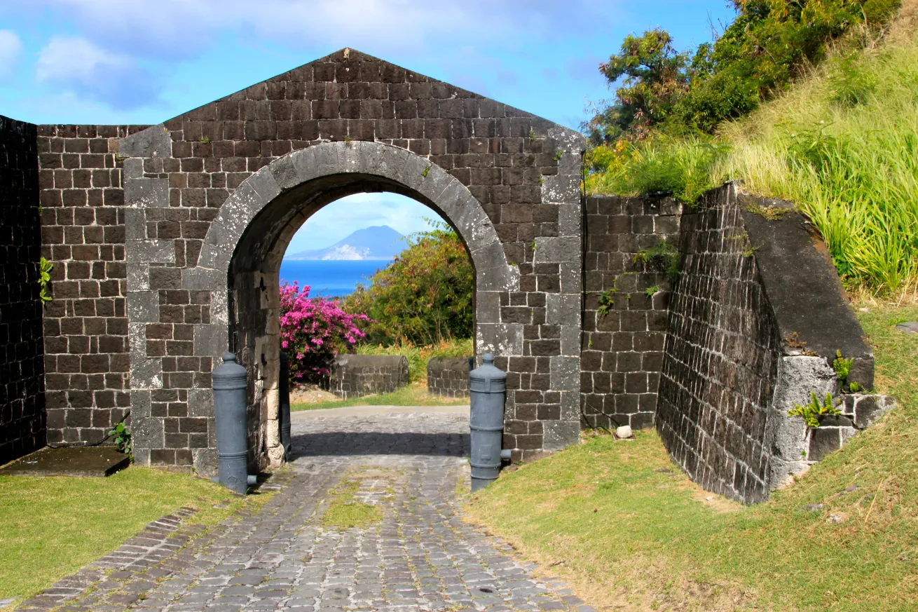 An arched gate at historic Brimstone Hill Fortress, St. Kitts