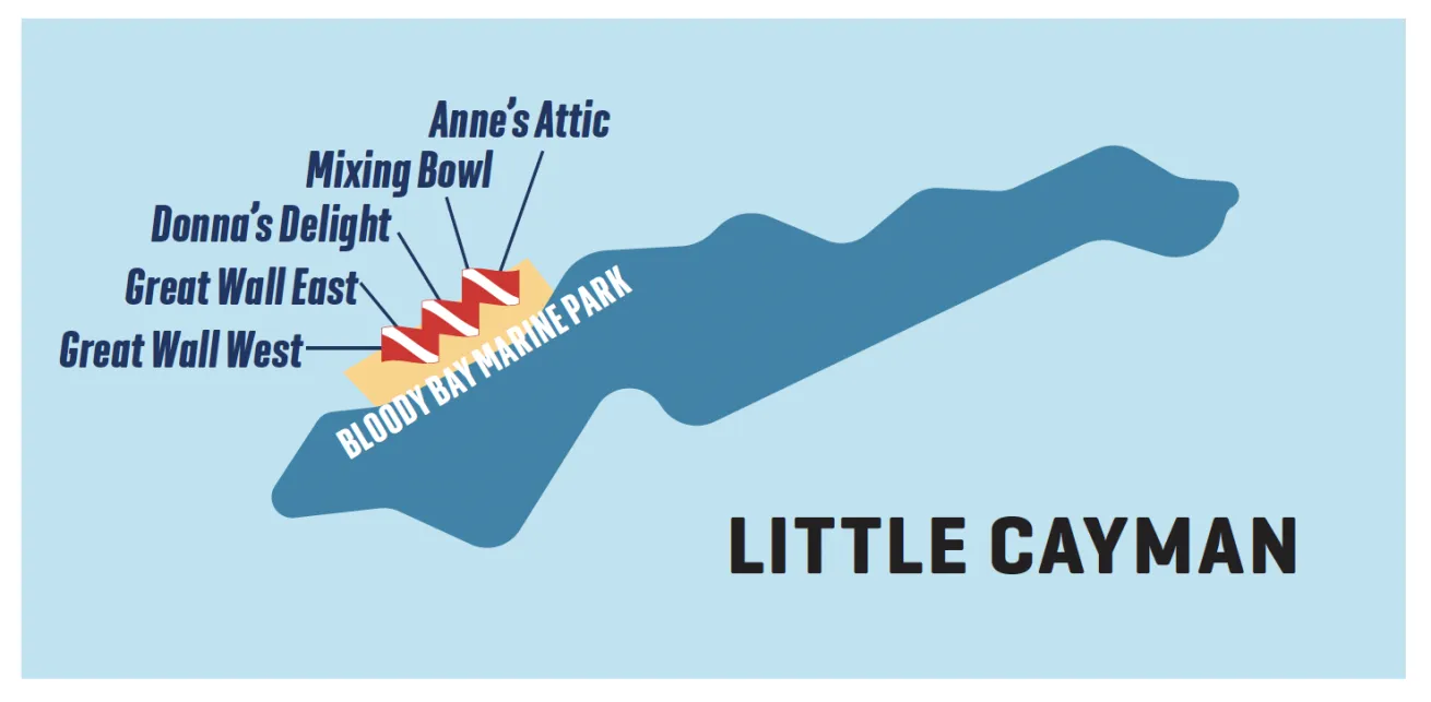 dive site map of little cayman, cayman islands