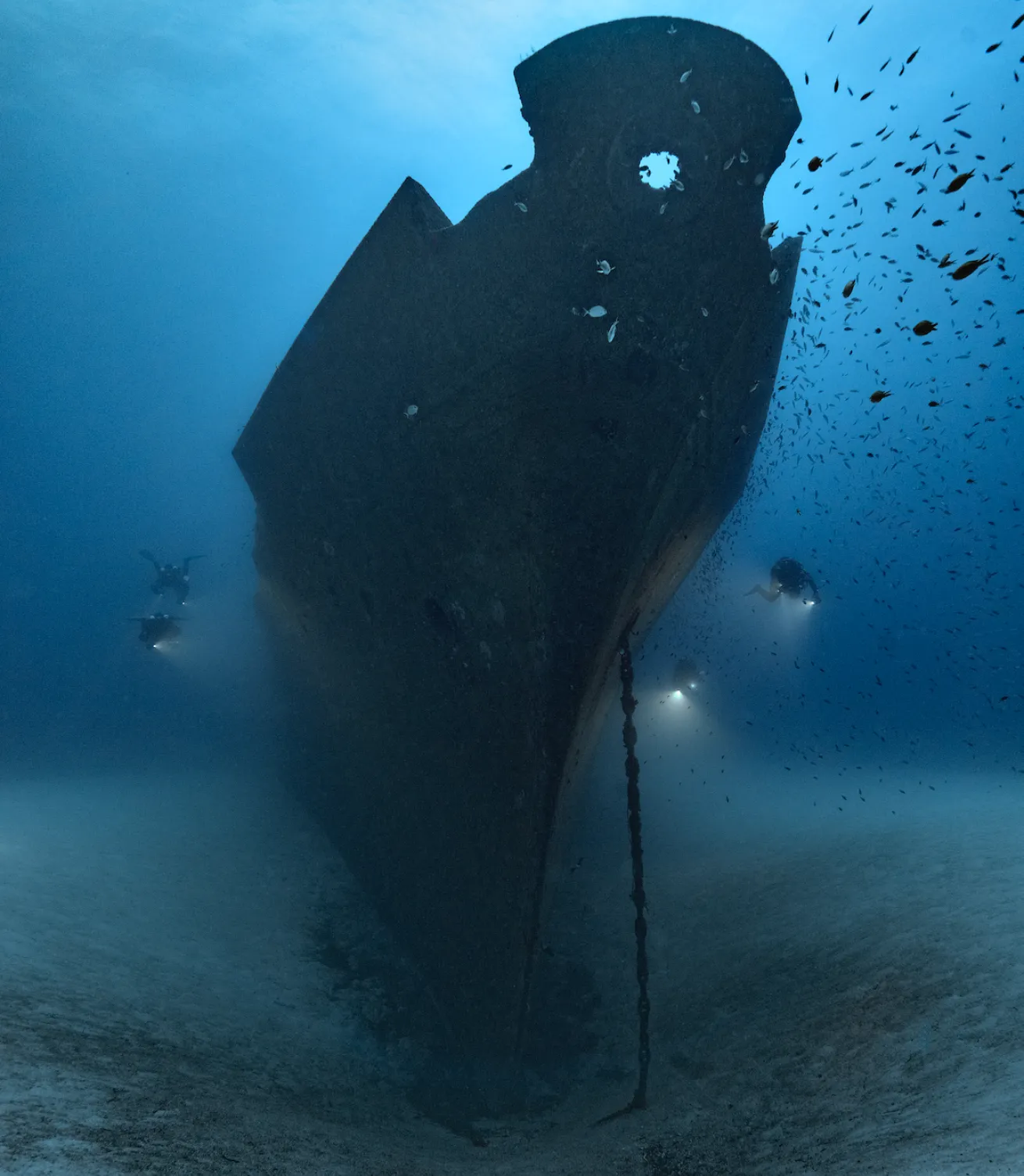 A shipwreck under water