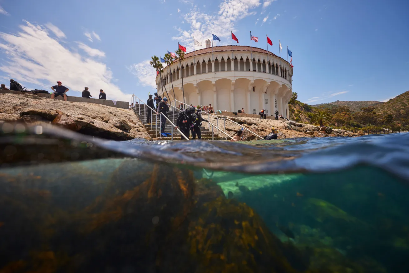 split-shot of casino point dive park catalina island