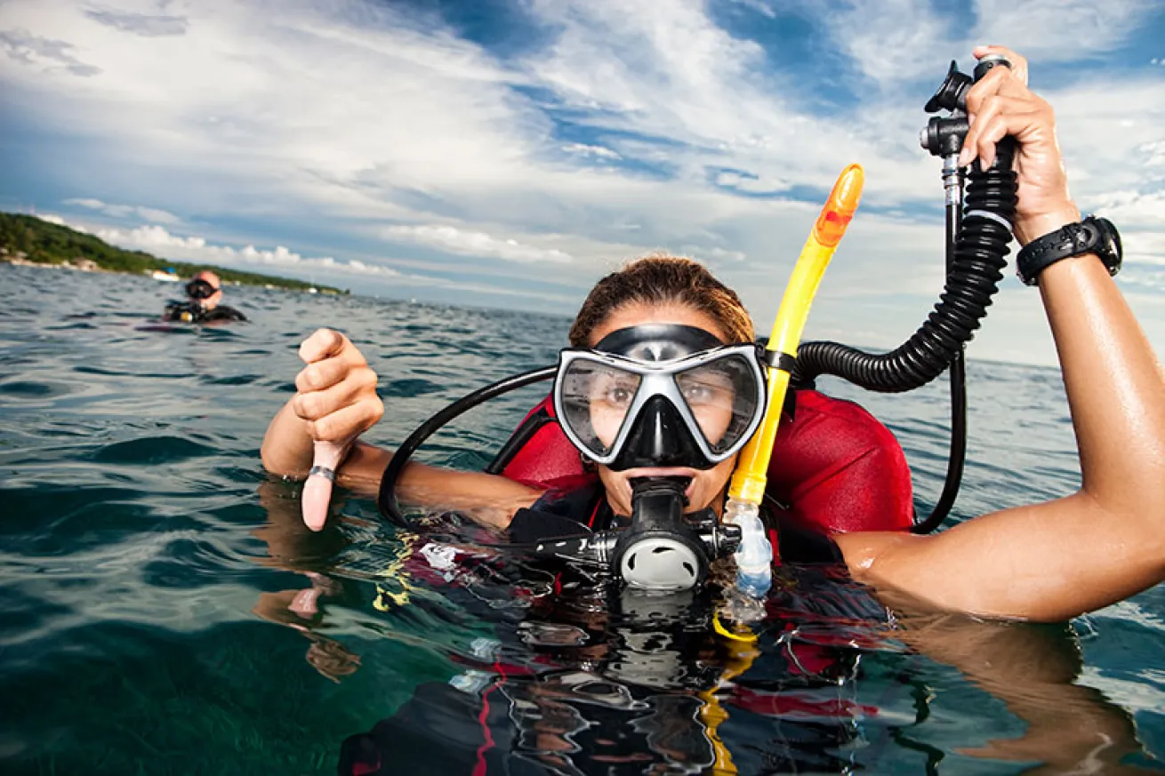 Scuba diver about to descend