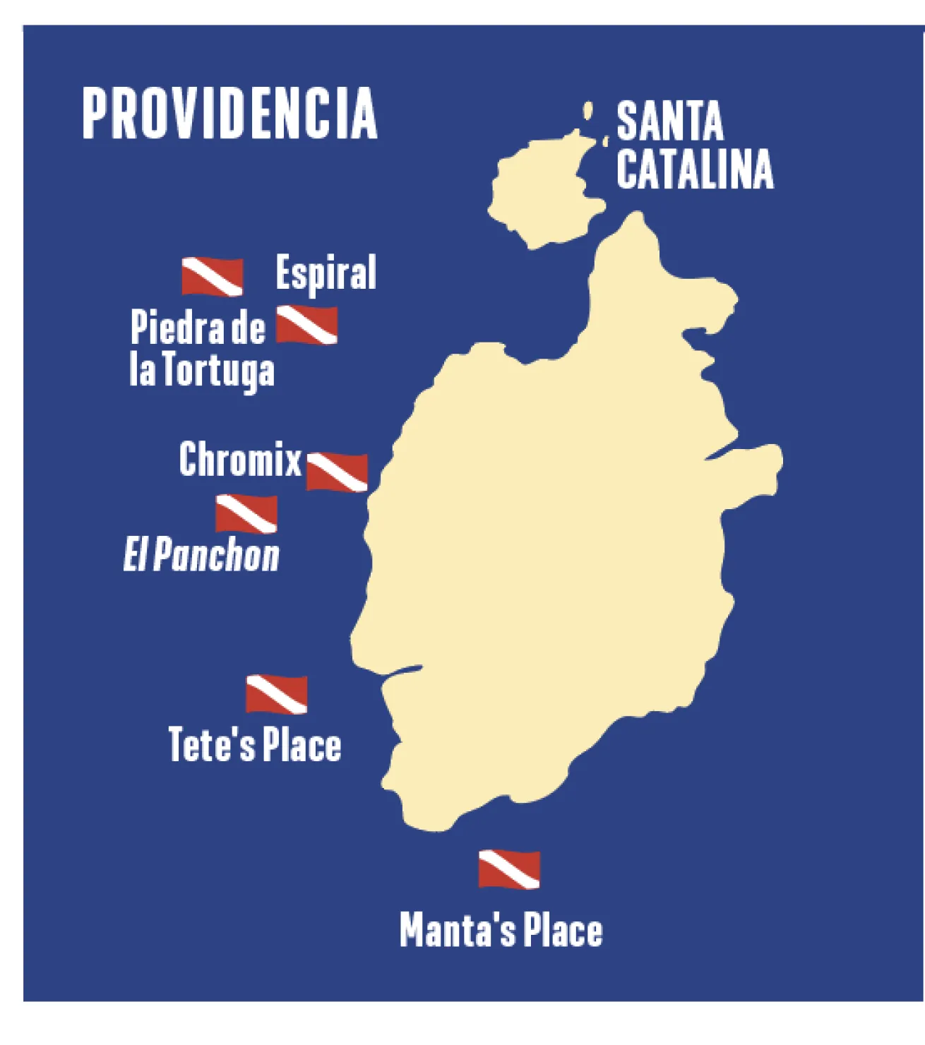 map of providencia with best dive sites