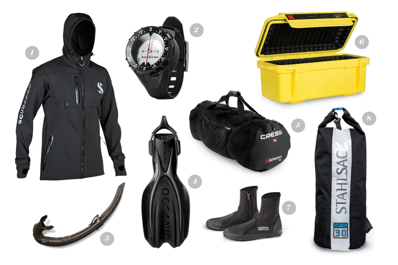 Scuba diving gear for boat divers