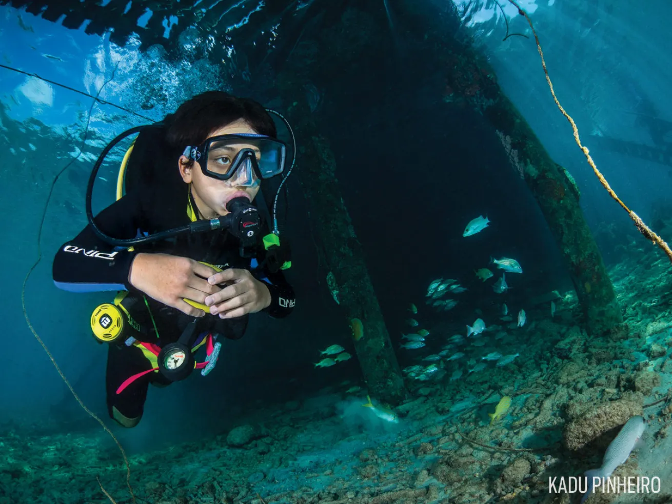 child scuba diving family trip vacation