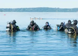 Army sergeant teaching scuba