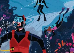 two divers caught in a current 