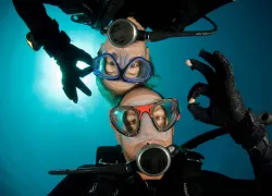 Divers Underwater Giving OK signals