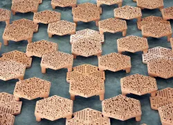 Collection of terracotta tiles for artificial reefs.